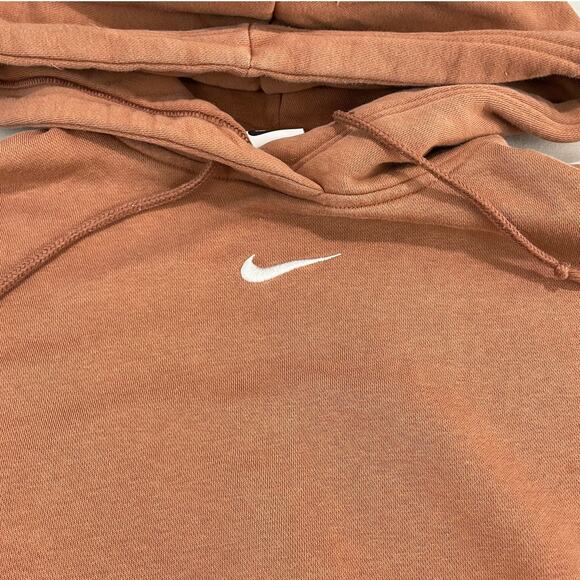 Nike Middle Swoosh Pullover Hooded Sweatshirt Brown Orange size S - Picture 2 of 8